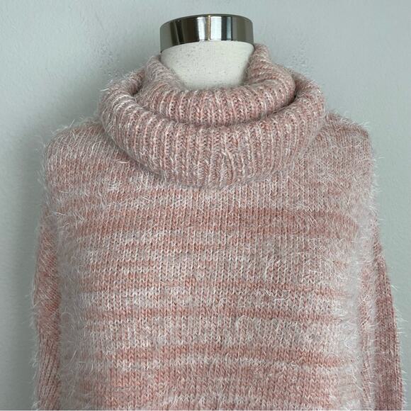 Show Me Your Mumu Pink Peach Fuzzy Eyelash Fatima Turtleneck Sweater Small - Picture 3 of 9